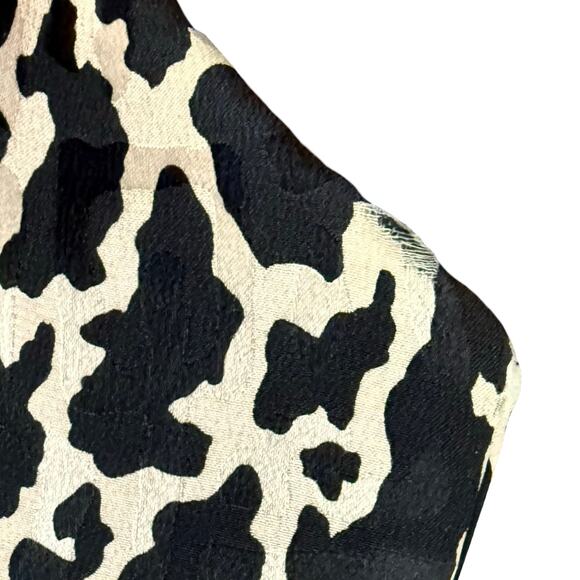 Vintage 80s Pink Black Leopard Ruched Peplum Sleeveless Silk Mini Dress size 4 - Picture 9 of 13